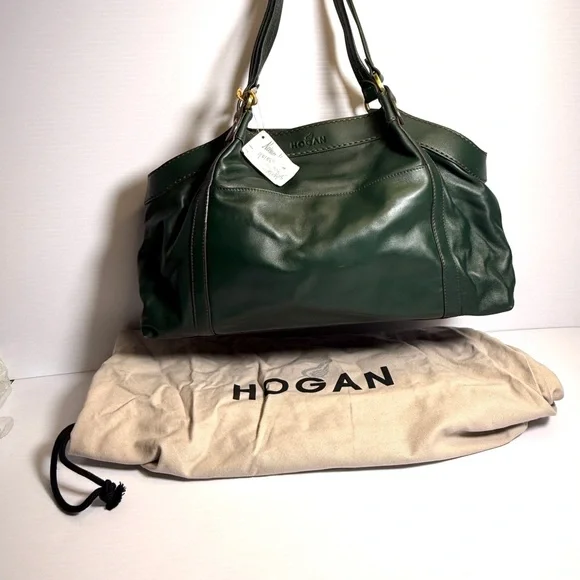 Hogan Dark Green Leather Shoulder Bag - Picture 1 of 12